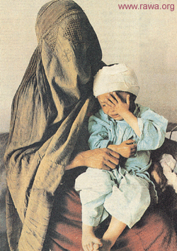 Afghan woman with her child